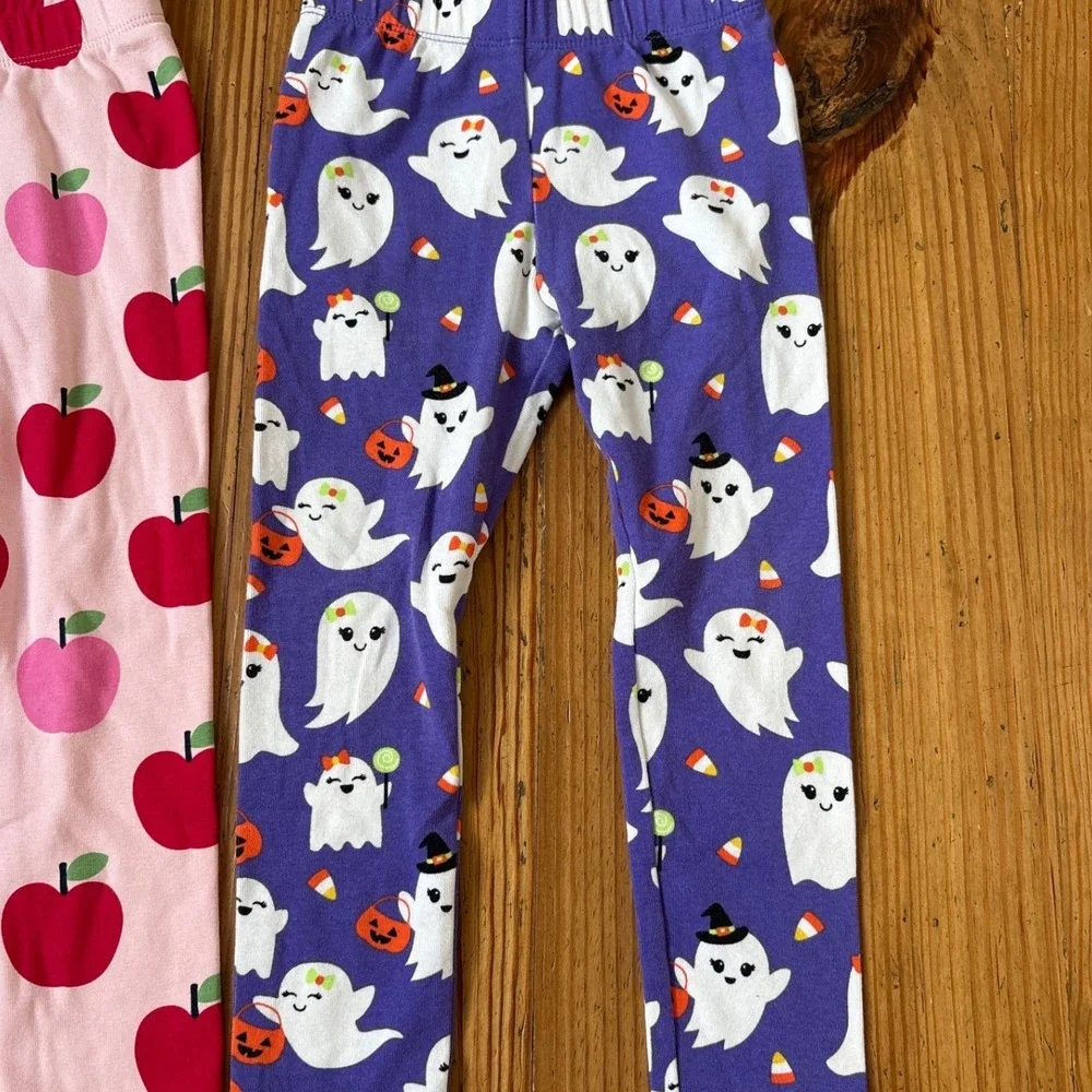 Gymboree Leggings Kids Pink Purple Apple Ghost Halloween 2-Pack SIZE 4T